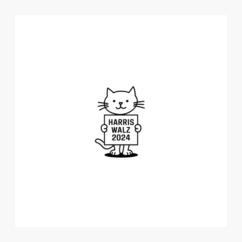 Cartoon Cat Mascot for Harris Walz 2024 Political Campaign Pin