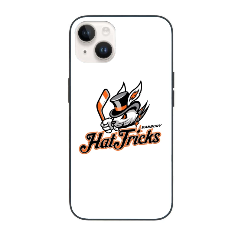 Danbury Hat Tricks Hockey Team Logo with Rabbit Mascot iPhone Case