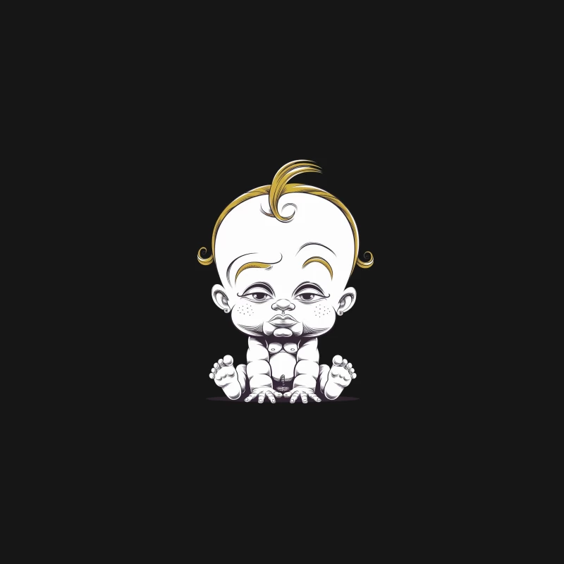 Whimsical Baby Cartoon with Golden Hair Desk Mat