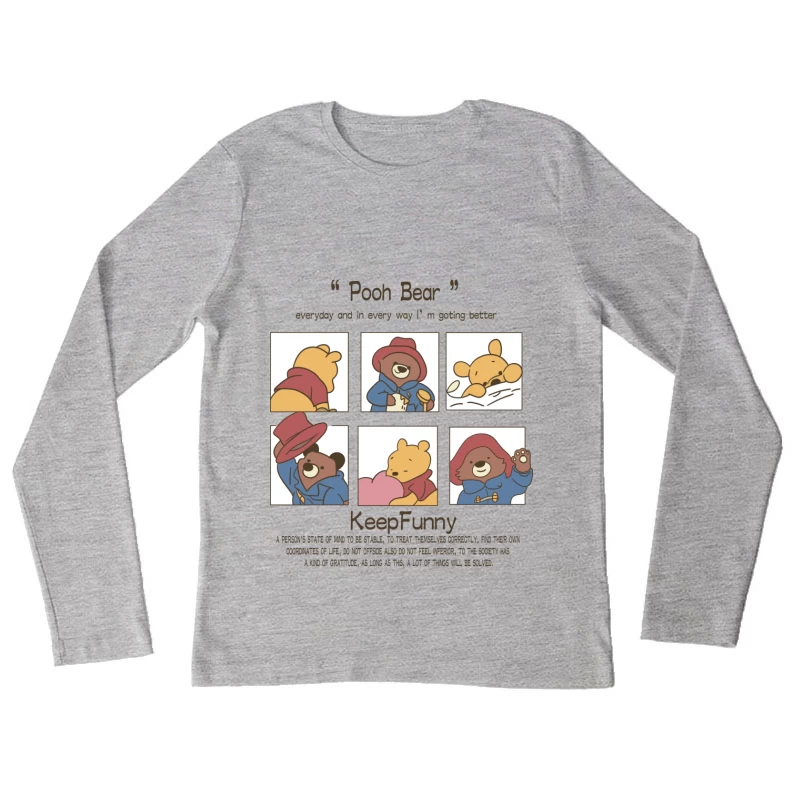 Niedliche Bärenillustration mit motivierendem Zitat Damen Langarm T-Shirt