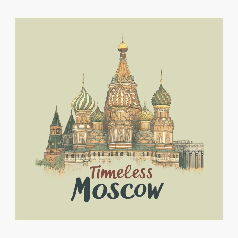 Timeless Moscow: Iconic St. Basil's Cathedral Illustration Throw Pillow