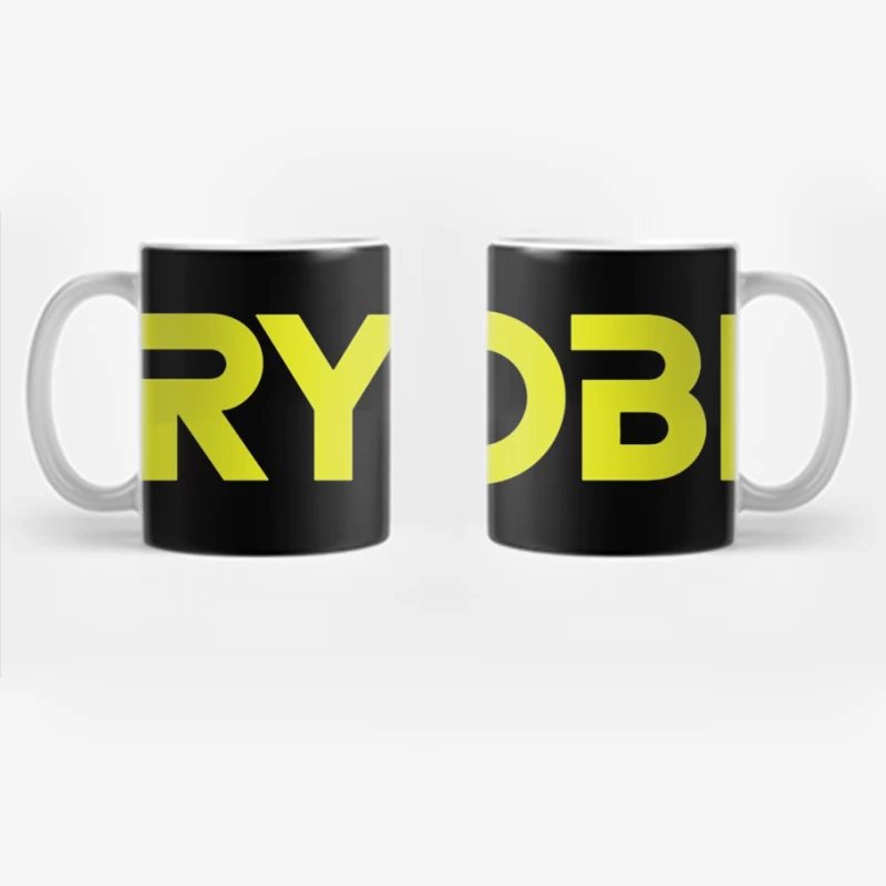 Ryobi Power Tools Brand Logo in Neon Yellow Coffee Mug