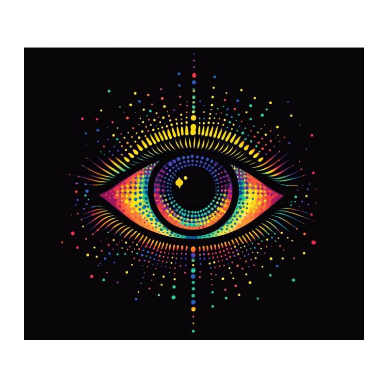 Psychedelic Rainbow Eye: Abstract Digital Art Tapestry