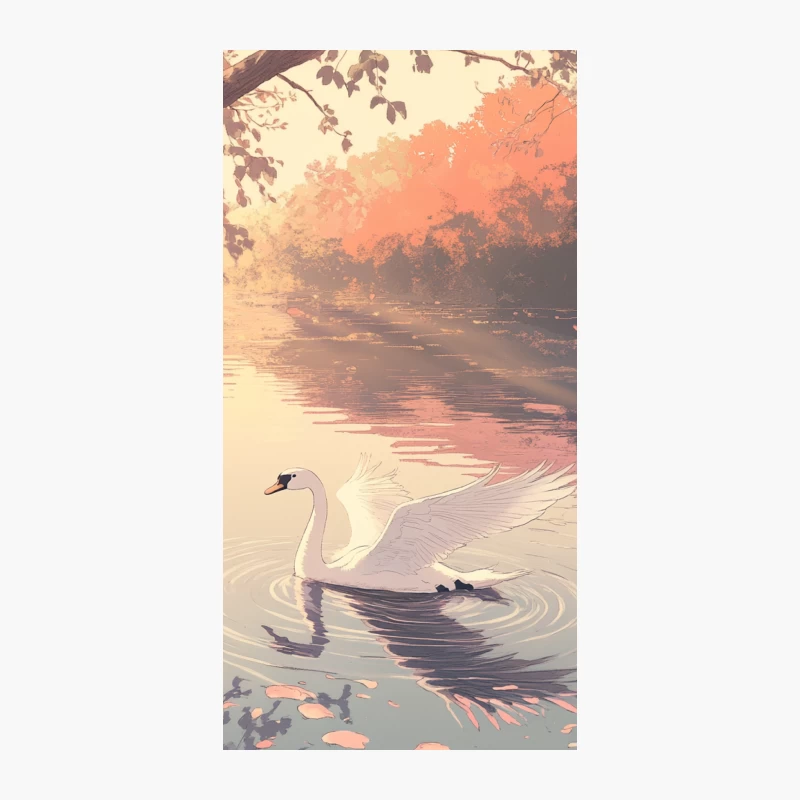 Serene Swan on Autumn Lake at Sunset iPhone Case