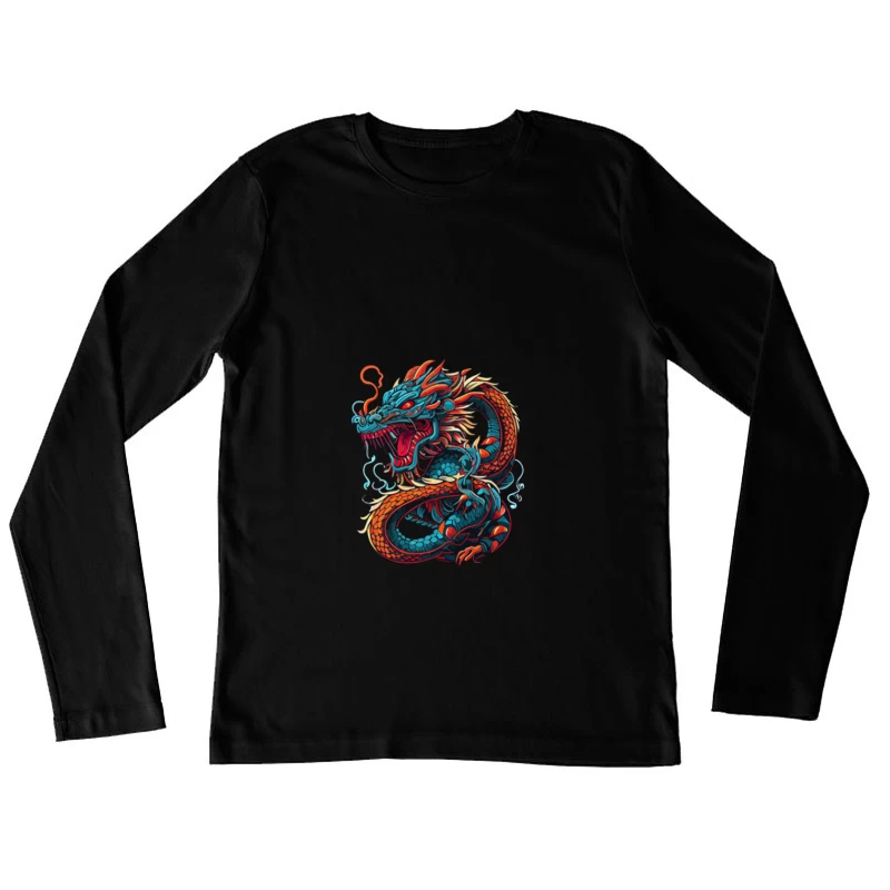Drachenkunst in leuchtenden Farben Damen Langarm T-Shirt