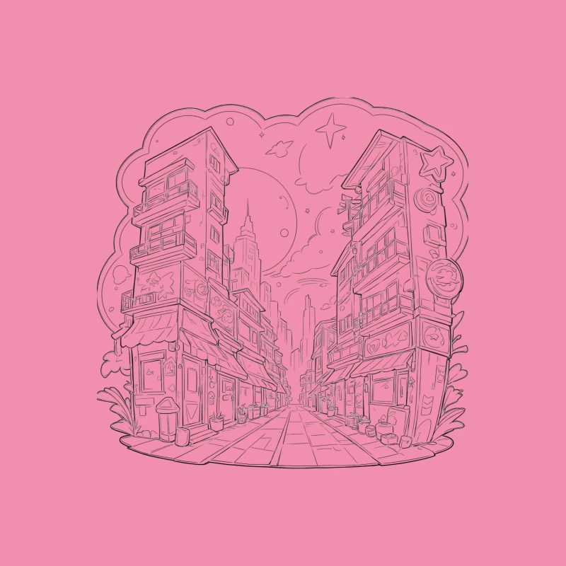 Urban Fantasy Street Scene Male T-Shirt