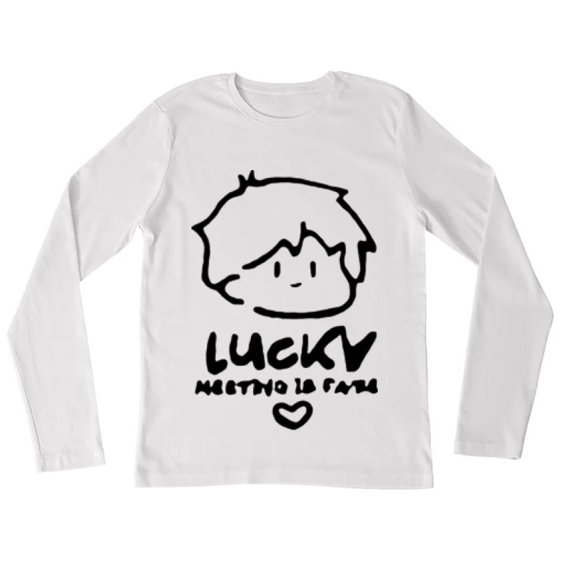 Niedliche Zeichnung von Lucky mit Spruch Damen Langarm T-Shirt