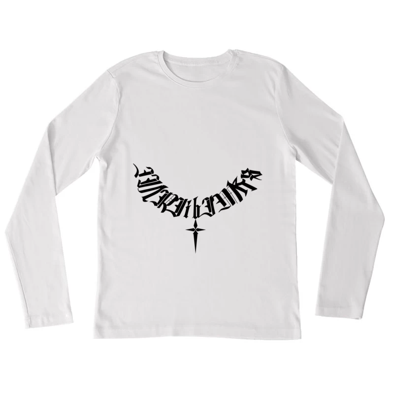 Gotischer Schriftzug mit Dolch Damen Langarm T-Shirt