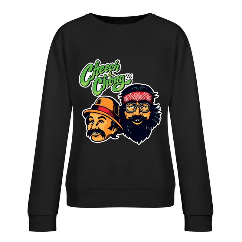 Cheech & Chong Retro Cartoon Logo Design Female Pullover Sweatshirt