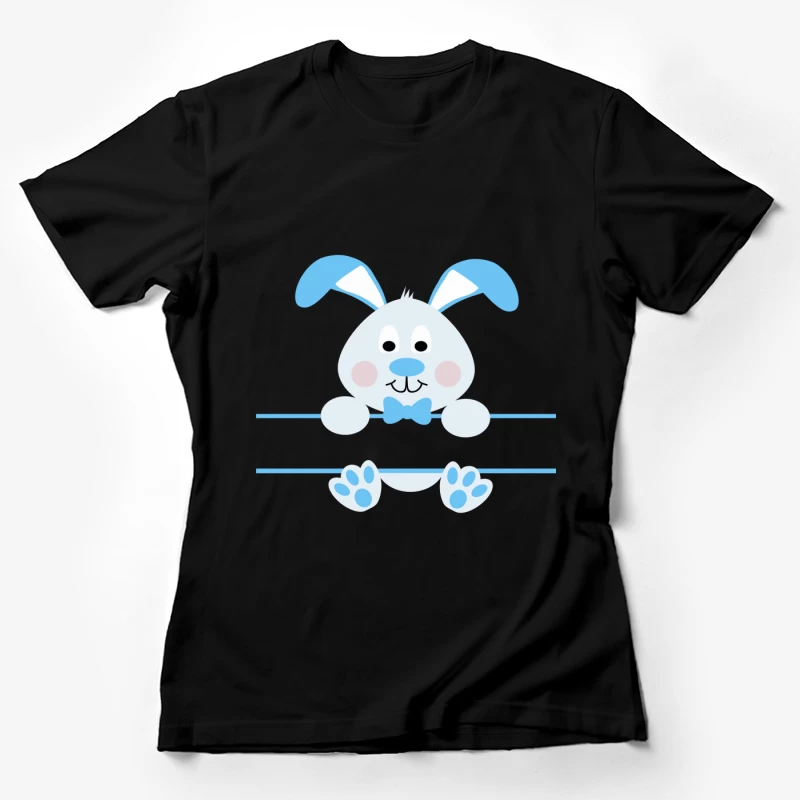 Lapin mignon avec un nœud papillon bleu Femme T-Shirt
