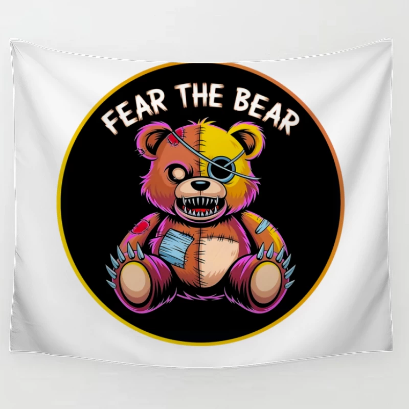 Scary Stitched Teddy Bear  "Fear The Bear" Tapestry