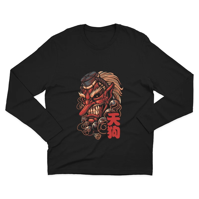 Ferocious Demon Illustration in Traditional Art Style Male Long Sleeve T-Shirt