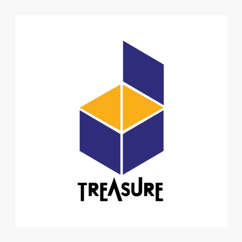 Geometric Treasure Logo: Abstract Blue and Orange Cube Design Pin
