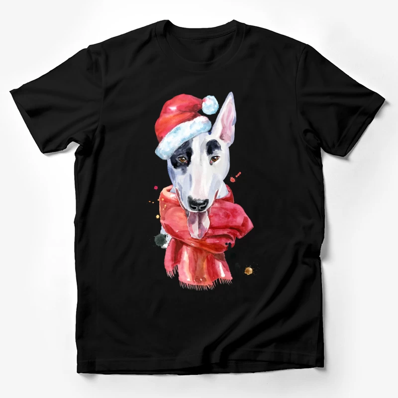 Chien en chapeau de Noël et écharpe Homme T-Shirt