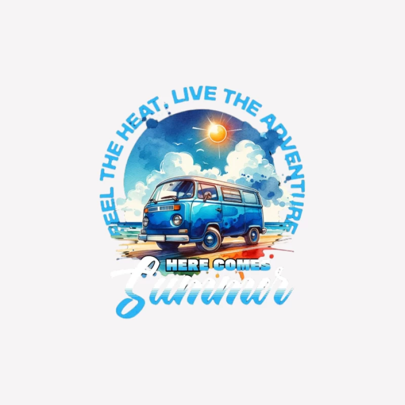 Aventure estivale avec van bleu Homme T-Shirt