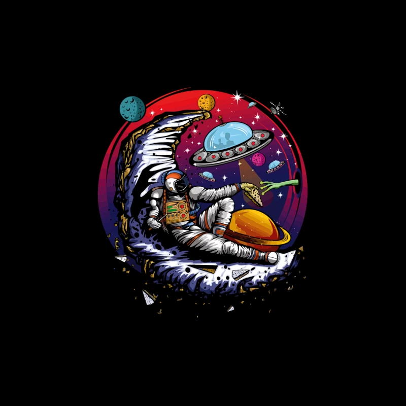 Pizza in the Cosmos: Delight for an Astronaut Tapestry