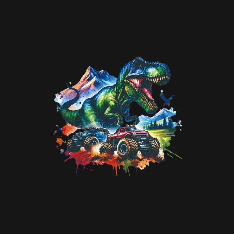 Dinosaurier und Monstertrucks Abenteuer Herren T-Shirt