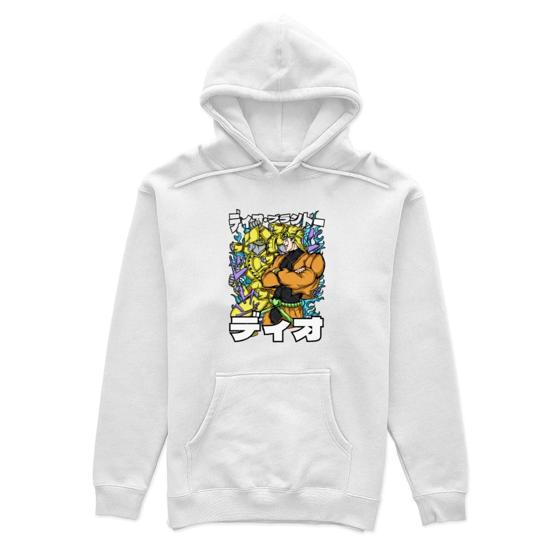 Anime-Charakter mit Stand und Schriftzeichen Damen Pullover Hoodie