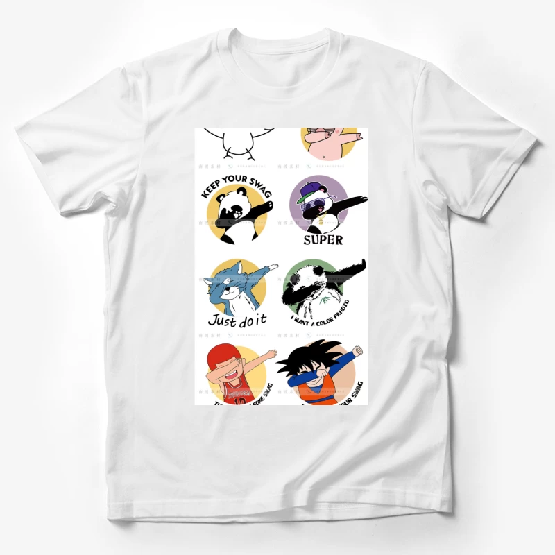 Lustige Cartoon-Charaktere beim Dab-Tanz Herren T-Shirt