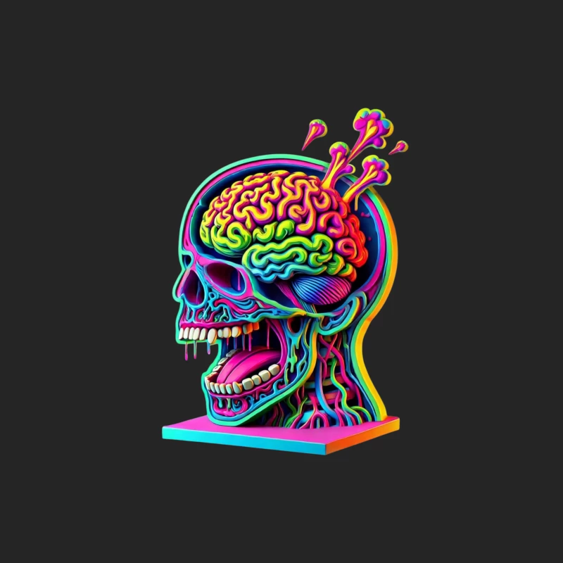 Psychedelic Anatomical Skull with Rainbow Brain Female Pullover Sweatshirt