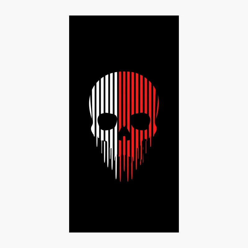 Minimalist Red and White Striped Skull Symbol iPhone Case