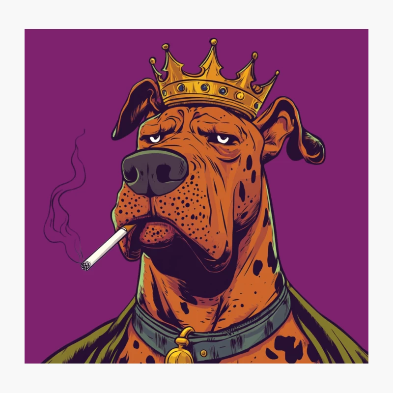 Royal Dog Smoking Cartoon Illustration Throw Pillow