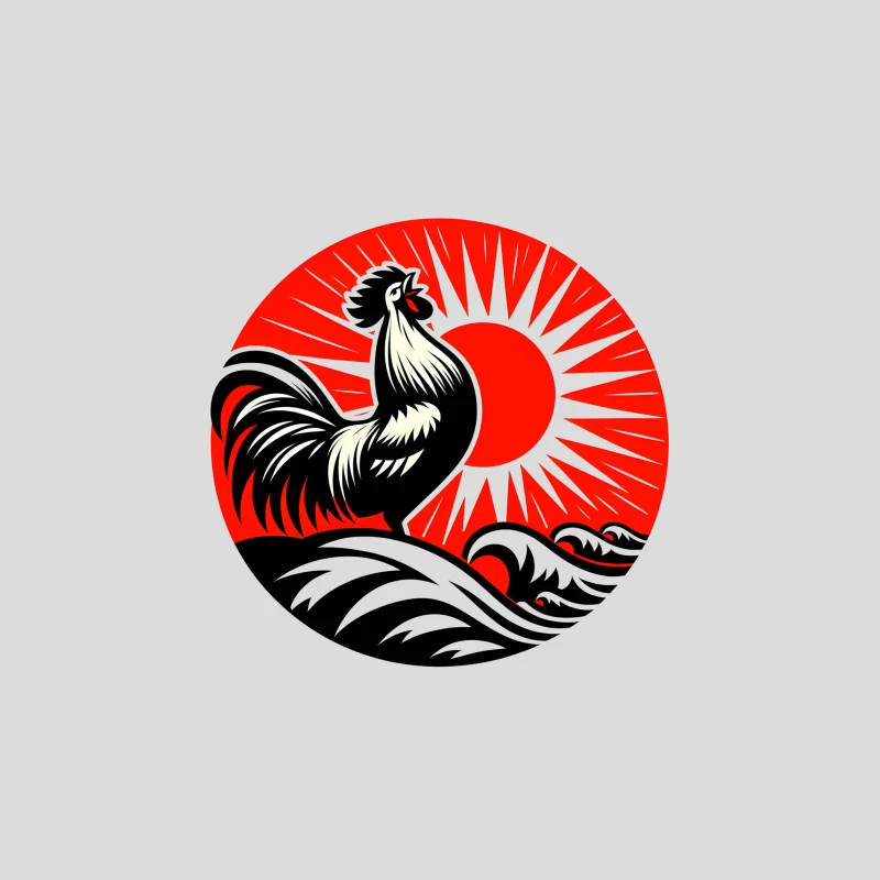 Rooster in Sunrise Baseball Cap