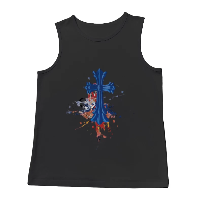 Blaues Kreuz mit Farbspritzern Herren Tanktops