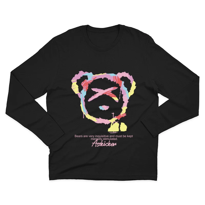 Bunter Bärenkopf mit Spruch Herren Langarm T-Shirt