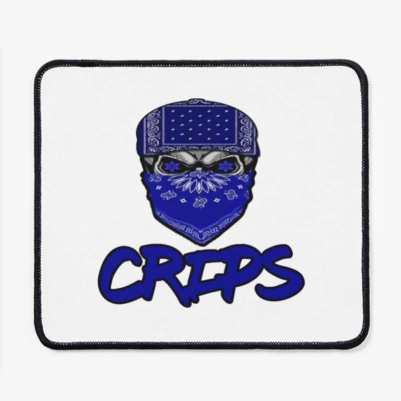 Blue Bandana Skull with Crips Gang Symbol Mouse Pad