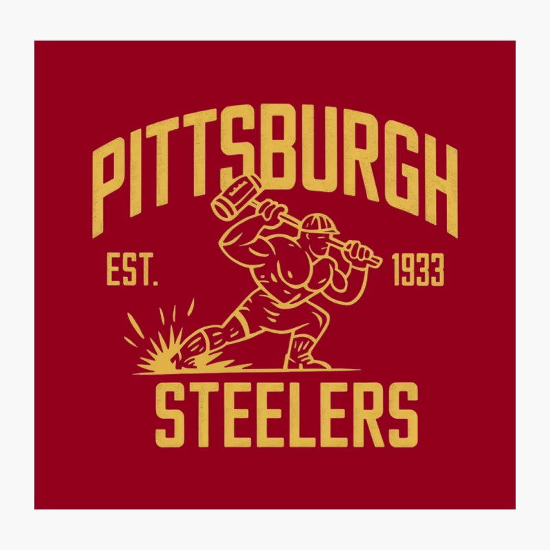 Vintage Pittsburgh Steelers NFL Team Logo Established 1933 Throw Pillow