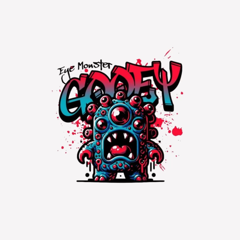 Eye Monster Graffiti Character in Urban Art Style Female T-Shirt