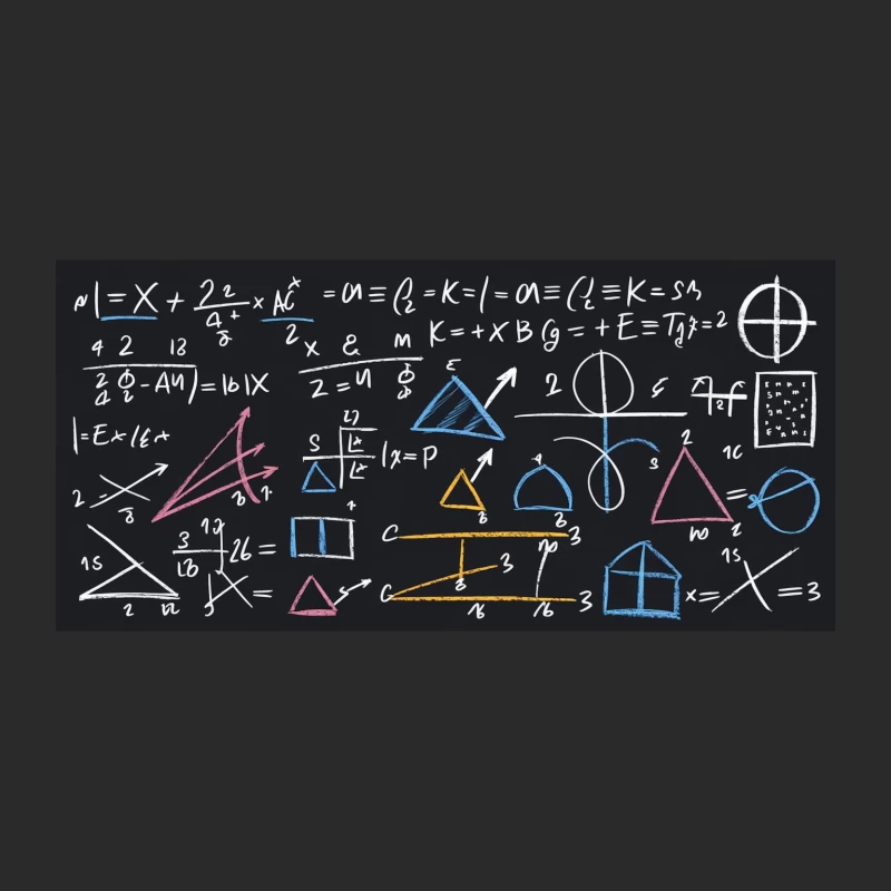 Mathematical Equations and Geometric Shapes on Chalkboard Baseball Cap