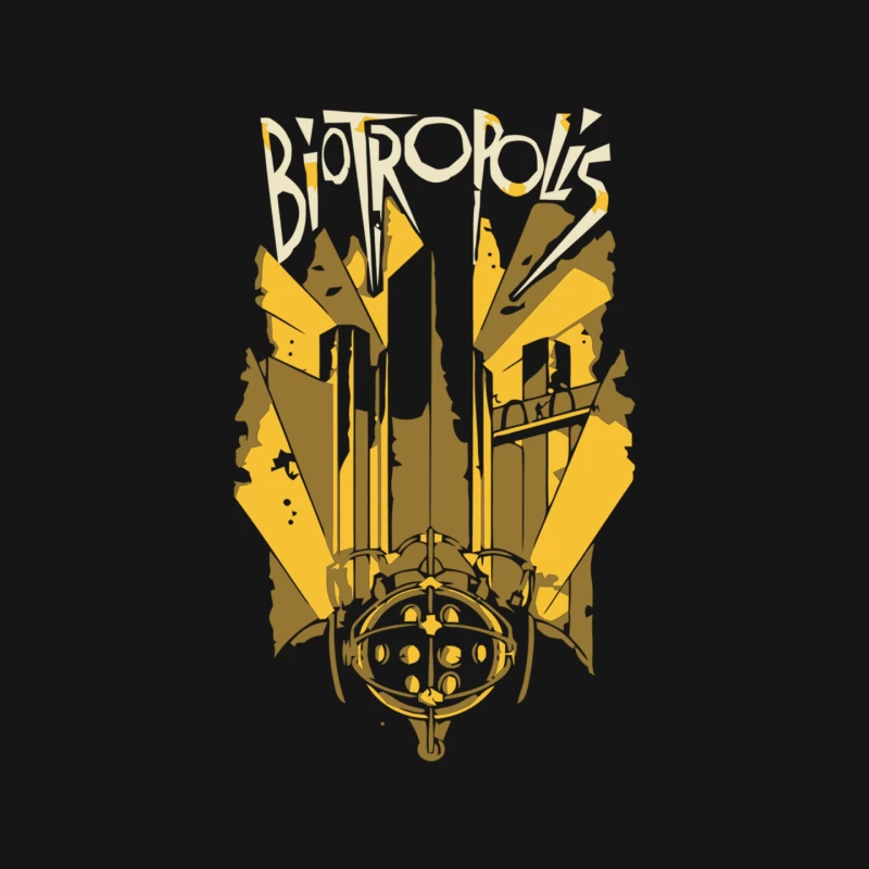 Biotropolis: Abstract Art Deco City in Gold and Yellow Mouse Pad
