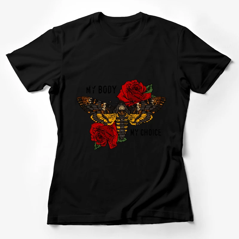Papillon et roses rouges Femme T-Shirt