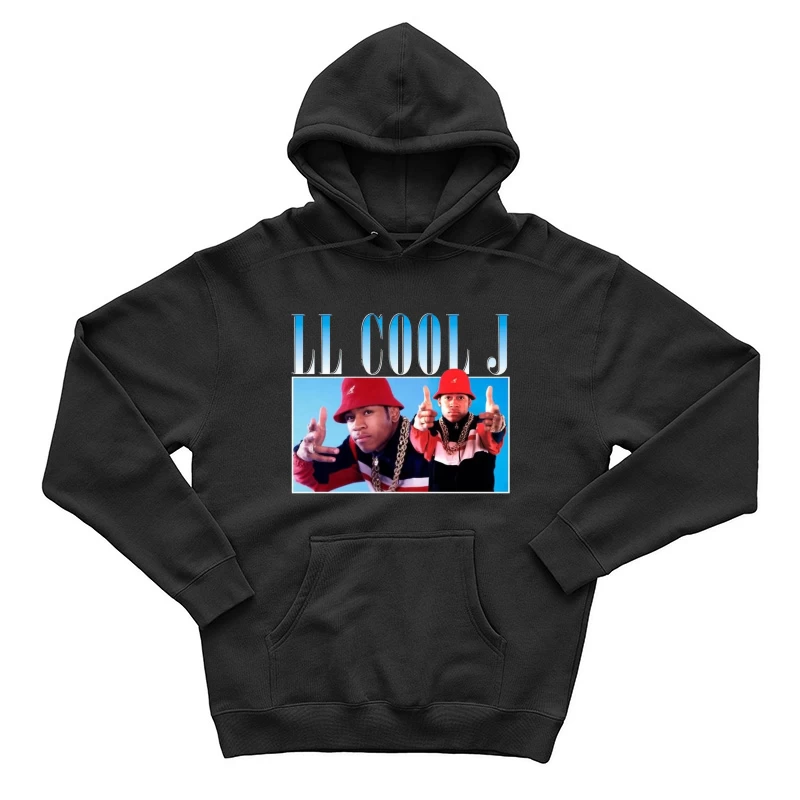 Retro 80s Hip Hop Artists in Red Outfits with Gold Chains Male Pullover Hoodie