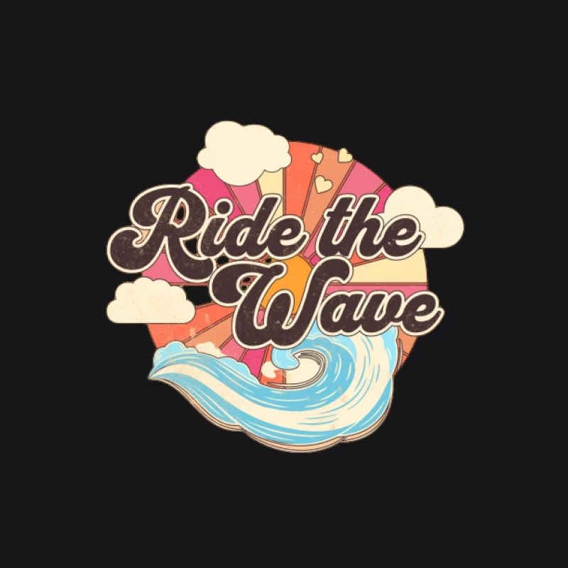 Surfe la Vague: Graphique Vintage avec Couleurs et Nuages Femme Sweat à capuche