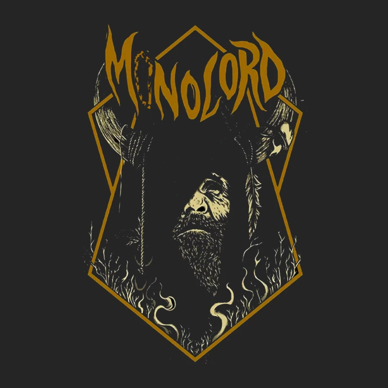 Minimalist Gold Gothic Logo with Bearded Figure Design Male Pullover Sweatshirt