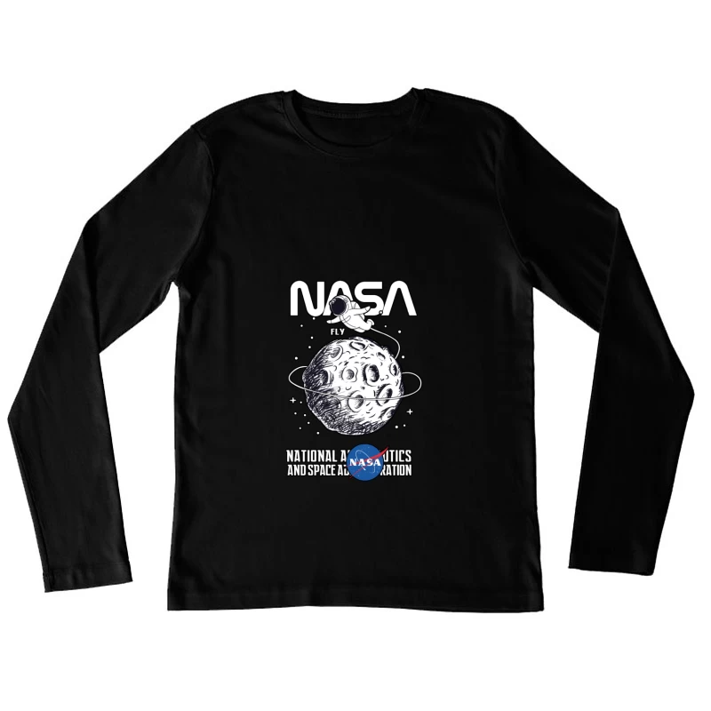 NASA-Entwurf mit Astronauten und Mond Damen Langarm T-Shirt