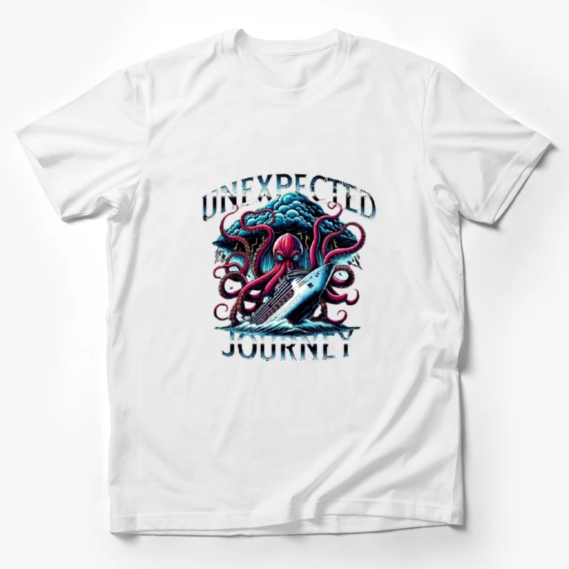 Giant Octopus Attacking Cruise Ship Artistic Illustration Male T-Shirt