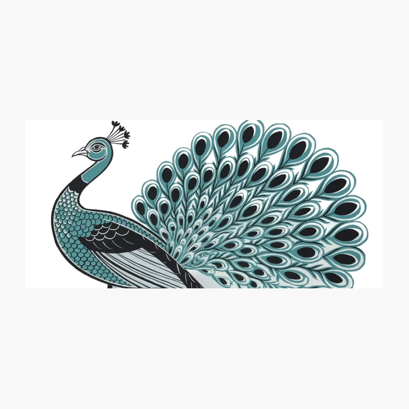 Elegant Peacock Illustration: Colorful Bird Art with Vibrant Feathers Coffee Mug