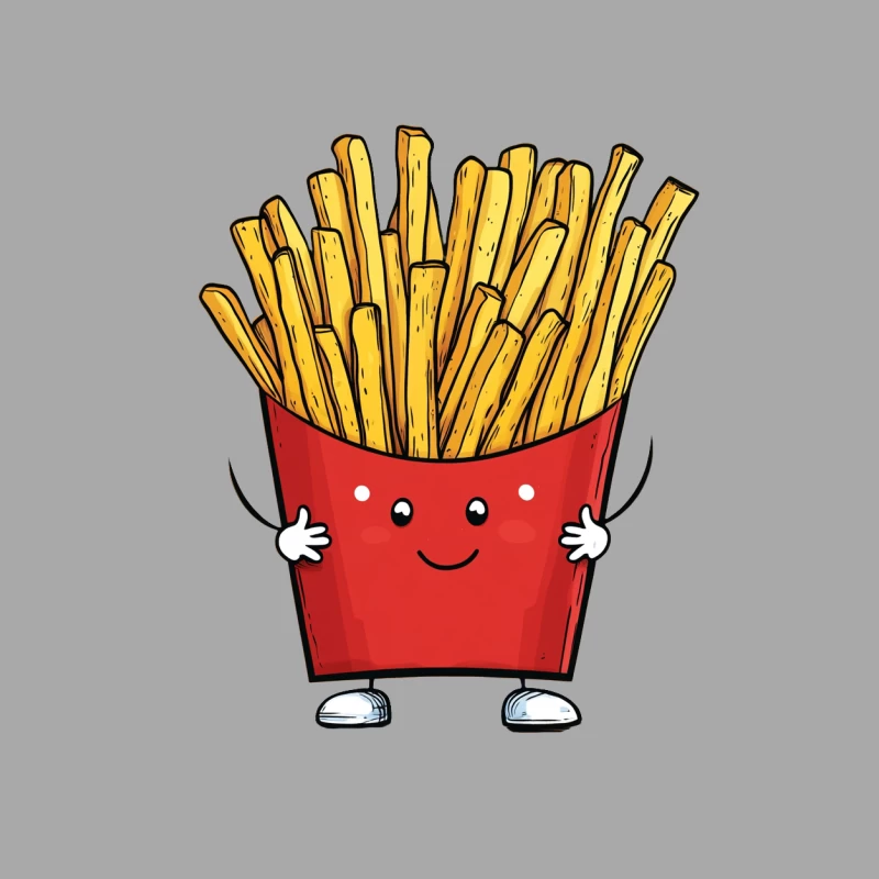 Cute Cartoon Smiling French Fries in Red Container Male Pullover Hoodie