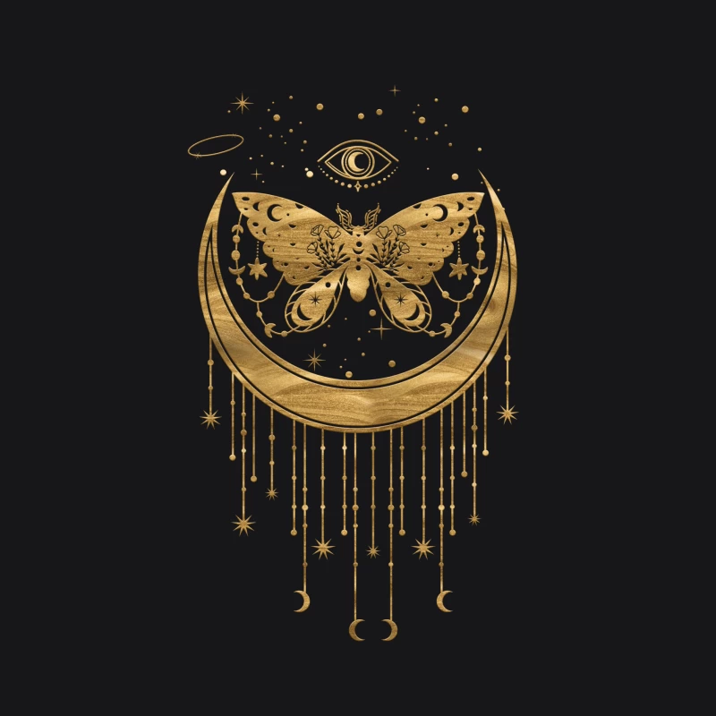 Mystisches Mond-Design mit Schmetterling Herren Pullover Hoodie