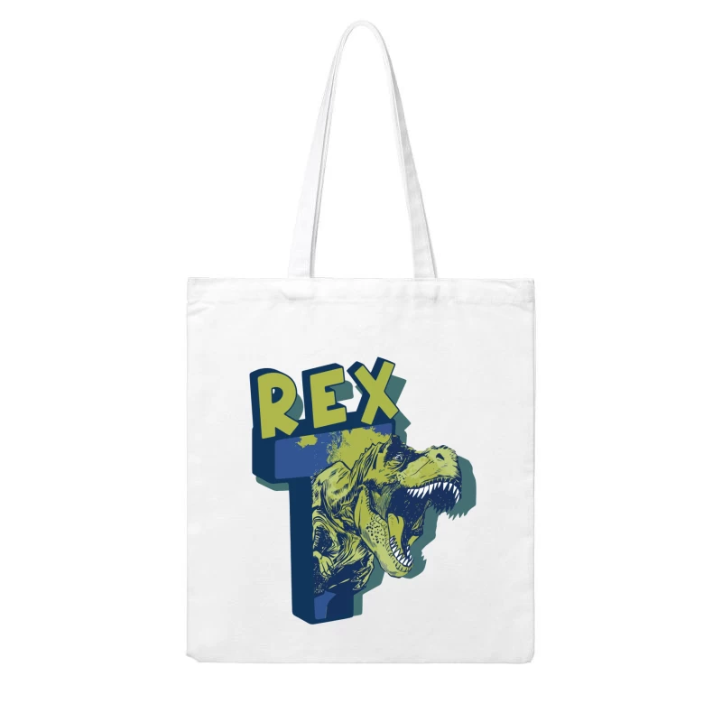 Bold Vintage T-Rex Graphic – Striking Dinosaur Design Cotton Tote Bag