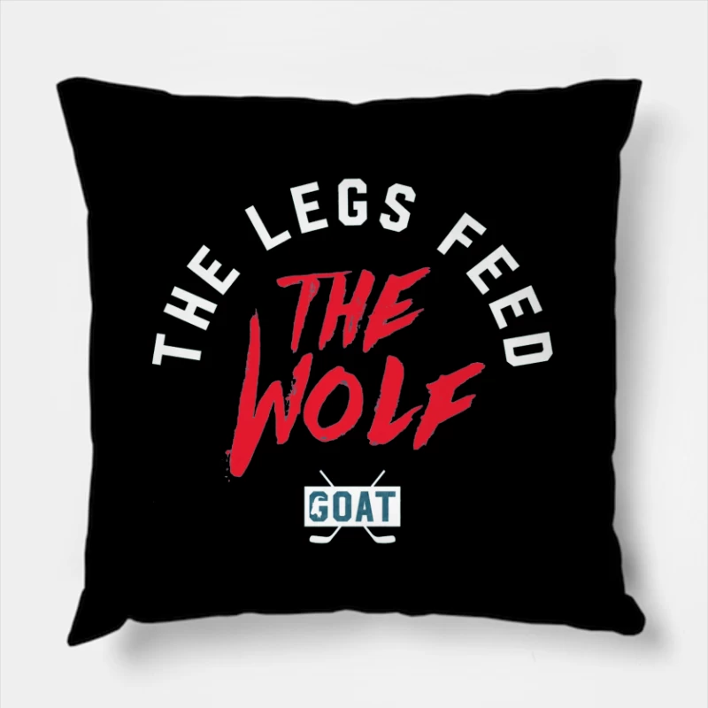 The Wolf and Goat Text Design with Minimalist Typography Throw Pillow