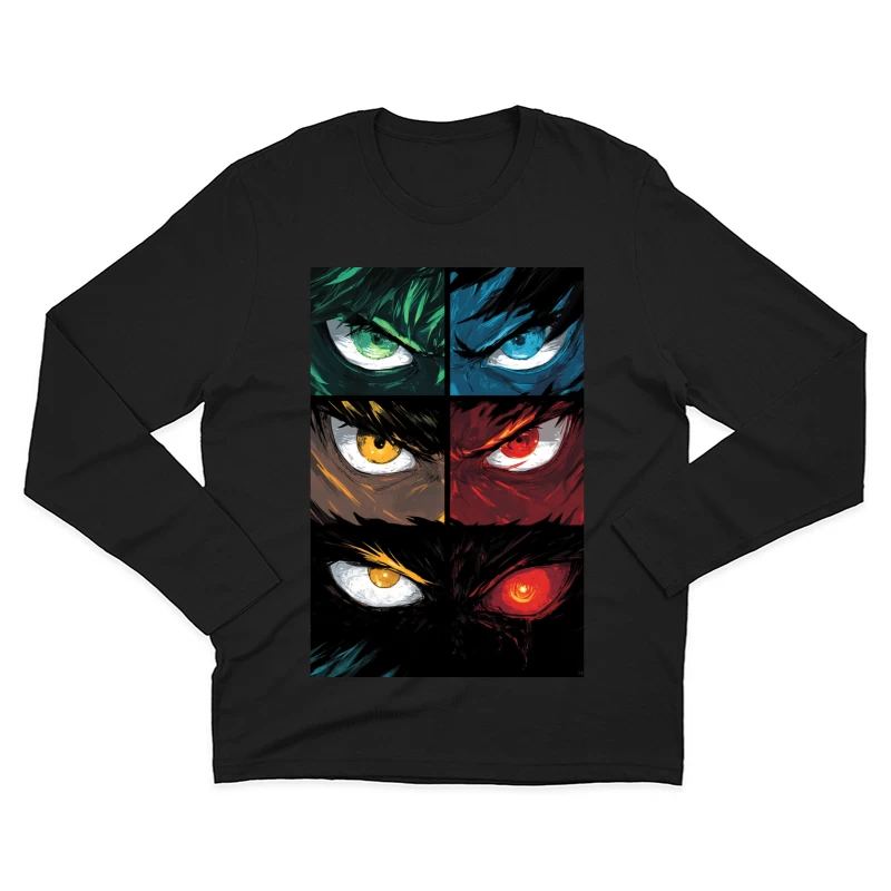 Intense Colorful Eyes in Anime Style Close-Up Male Long Sleeve T-Shirt