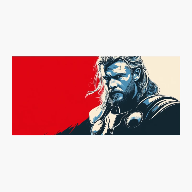 Stylized Thor Movie Poster: Marvel Superhero in Blue and Red Coffee Mug
