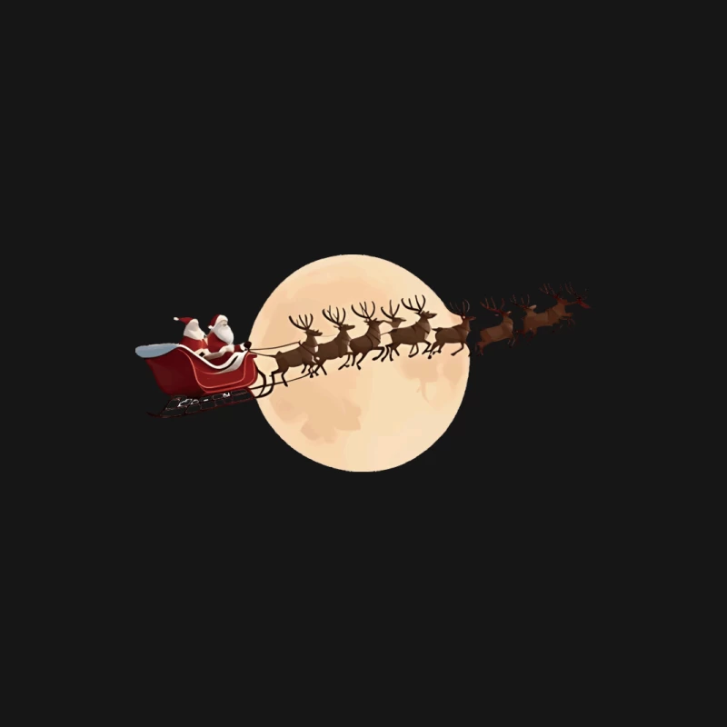 Weihnachtsmann mit Schlitten vor Mond Herren Langarm T-Shirt