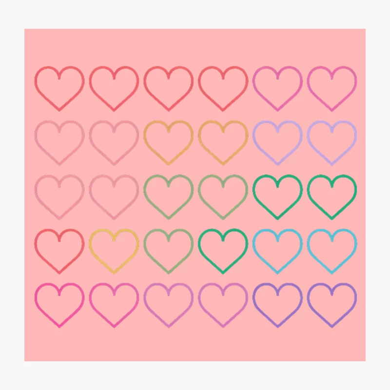 Colorful Pastel Hearts Pattern Design Throw Pillow
