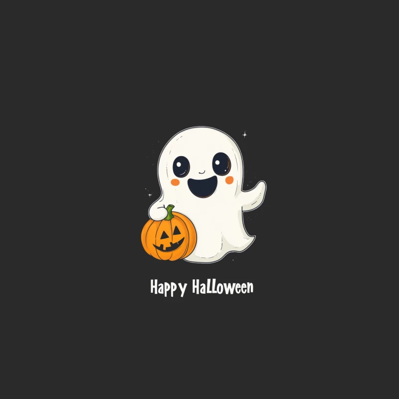 Cute Cartoon Ghost with Halloween Pumpkin Baseball Cap